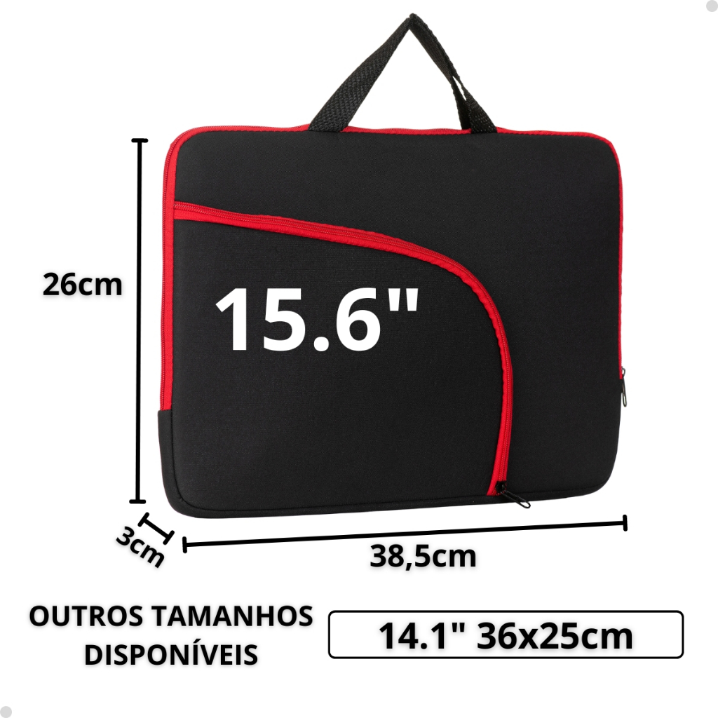 Capa Case Luva Maleta Para Notebook Espumada Bolso Externo 13,1/14,1/15,6 Polegadas — imagem 2 de 2