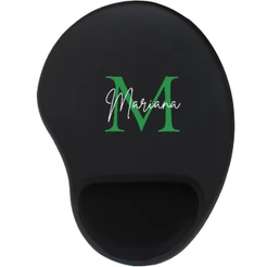 Mouse pad ergonômico personalizado com nome e inicial várias cores