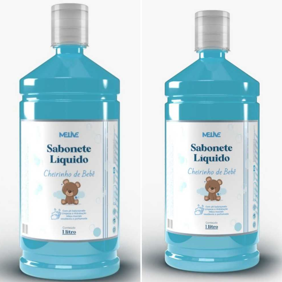 Kit Sabonete Líquido Cheirinho de Bebê  Melive 1Litro - 02 unidades