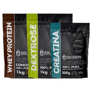 Kit: Whey Protein Concentrado 2Kg + Dextrose 1Kg + Creatina Monohidratada 250g - 100% Importado - Soldiers Nutrition