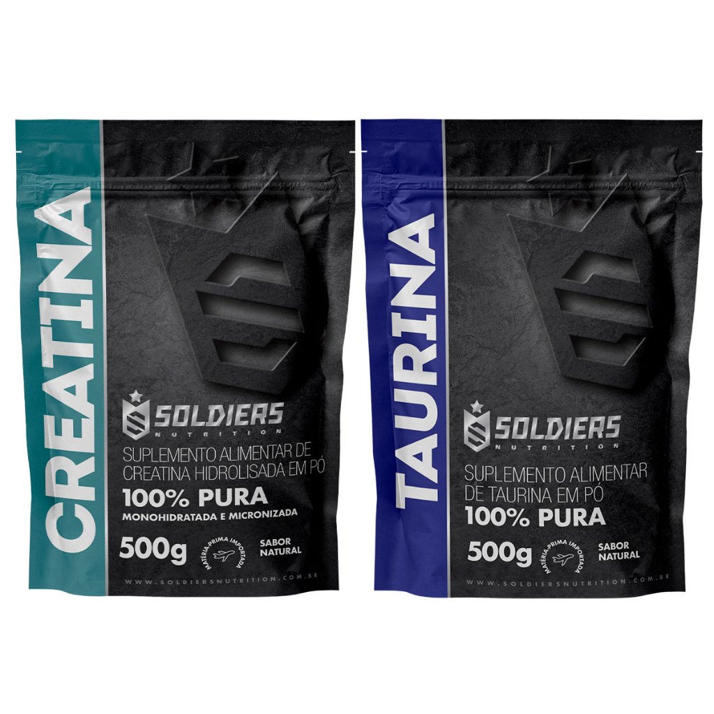 Kit: Creatina 500g + Taurina 500g Soldiers Nutrition Força Performance em Oferta na Shopee