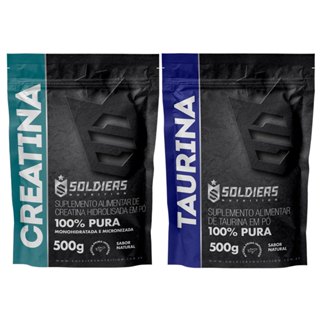 Kit: Creatina Monohidratada 500g + Taurina 500g - 100% Pura Importada - Soldiers Nutrition