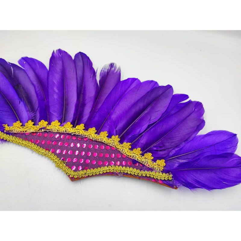 cocar de índio com penas roxo fantasia para festa
