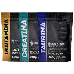 Kit Creatina 500g + Taurina 500g + Glutamina 500g - Soldiers Nutrition