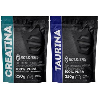 Kit: Creatina Monohidratada 250g + Taurina 250g - 100% Pura Importada - Soldiers Nutrition