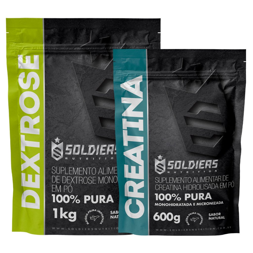Kit: Dextrose 1kg + Creatina 600g Soldiers Nutrition Força Performance em Oferta na Shopee