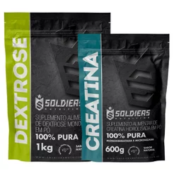 Kit Dextrose 1kg + Creatina 600g 100% Pura - Soldiers Nutrition