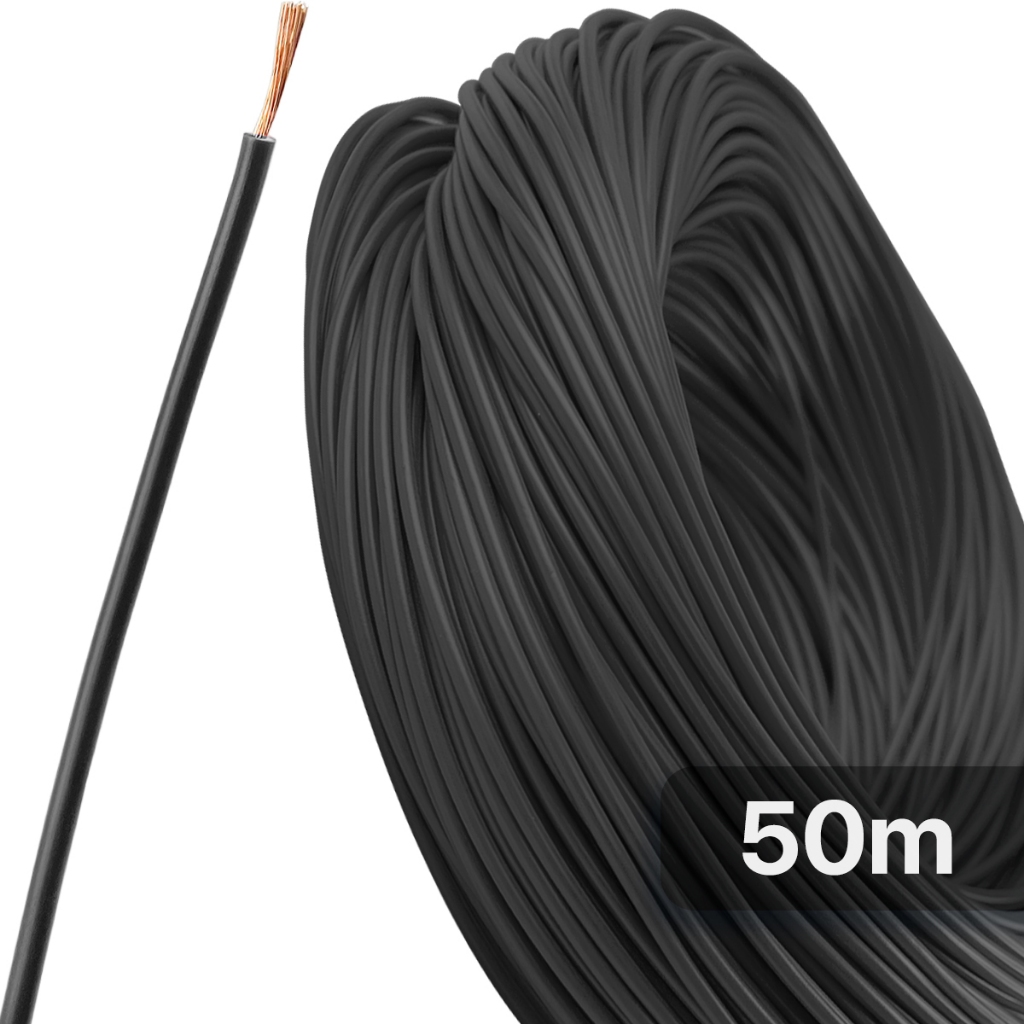 50m Cabo Pp Flexível 1mm² Fio Automotivo Preto Technoise
