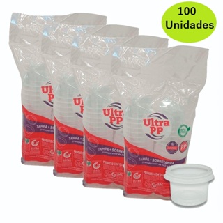 Pote Redondo 140ml PP Plástico Descartável com tampa com 100 unidades Bolo Sorvete Molho Farofa em Oferta na Shopee