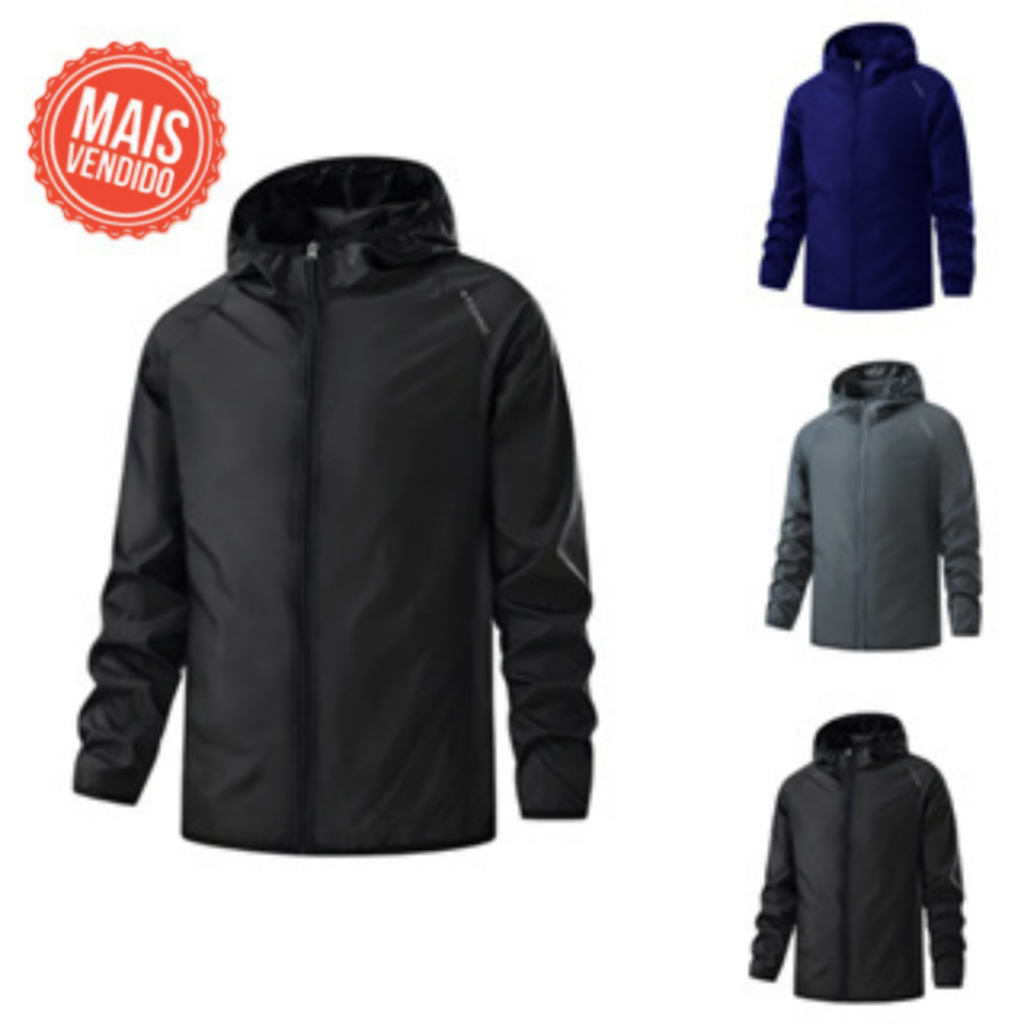 Jaqueta Corta Vento Masculina Lisa Leve De Secagem Rápida Blusa Com Capuz Impermeável Repelente A Água Agasalho
