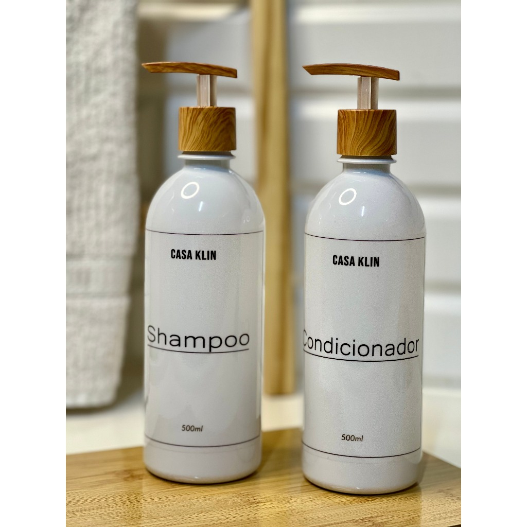 kit banheiro, 2 frascos luxo, organizadores para shampoo e condicionador 500ml em Oferta na Shopee