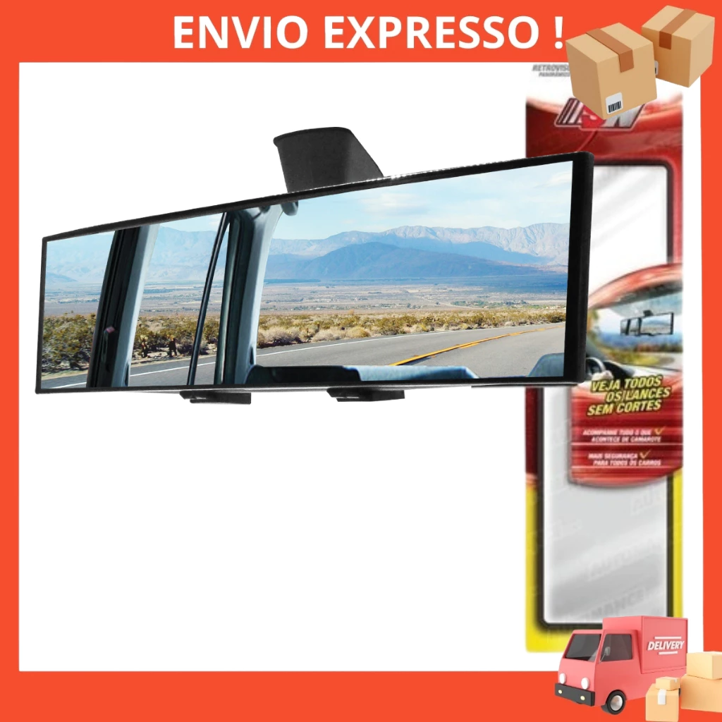 Espelho Retrovisor Interno Universal Panorâmico Automotivo Para Carros Com Ponto Cego 300mm — imagem 1