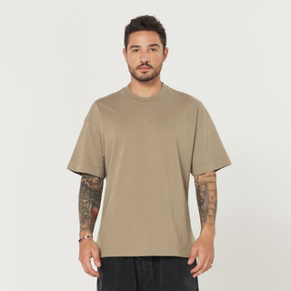 Camiseta Streetwear Heavy Oversized Bege em Oferta na Shopee
