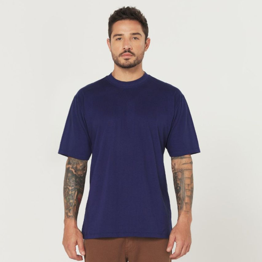 Camiseta Oversized Basic Streetwear Azul Marinho - Men Clothes
