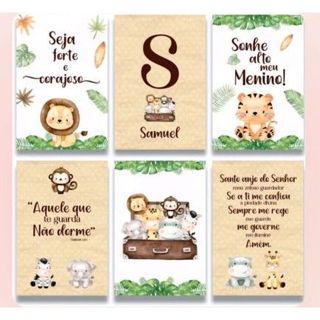 Quadro Safari Animais Colorido Nome Sonhe Alto Eu Confio Acredito em Oferta na Shopee