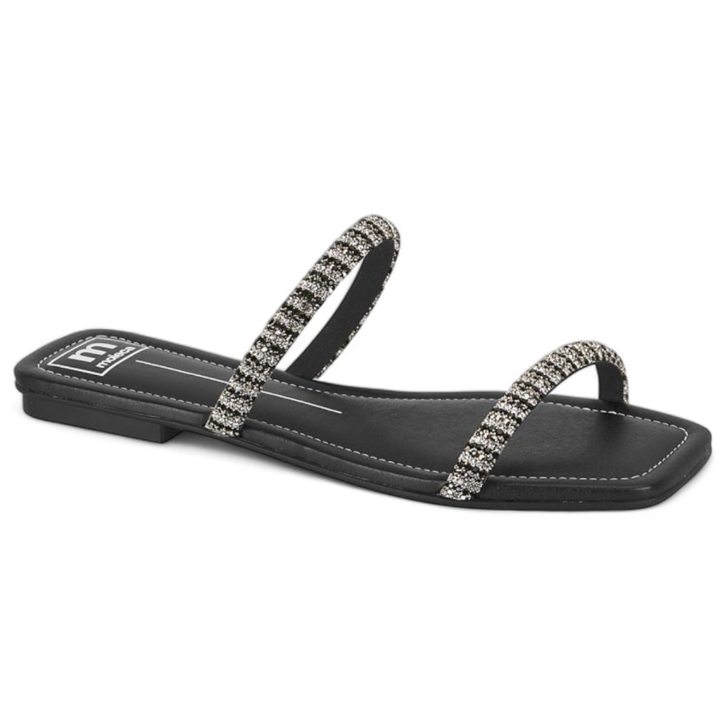 Sandalia Rasteira Moleca Feminina Strass Brilho Casual Original - Women Shoes