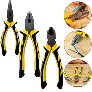 Kit Jogo 3 Alicates Universal, Bico Longo, Corte Aço Carbono Profissional Uso Geral em Oferta na Shopee