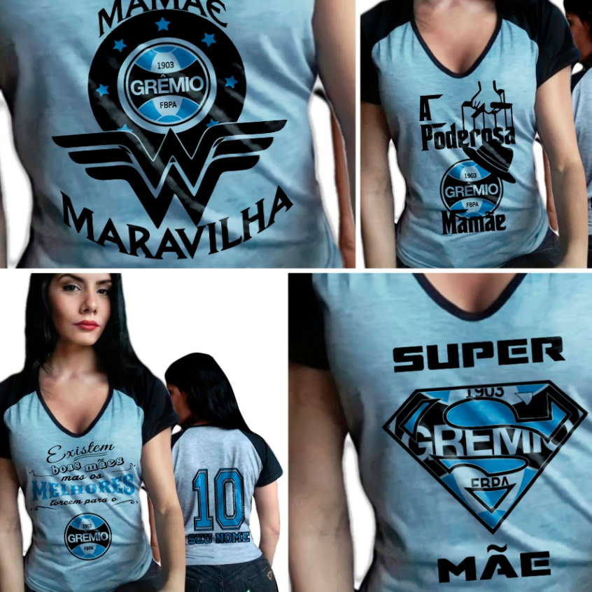 Grêmio Foot-Ball Camiseta Feminina personalizada com Nome - Dia das mães