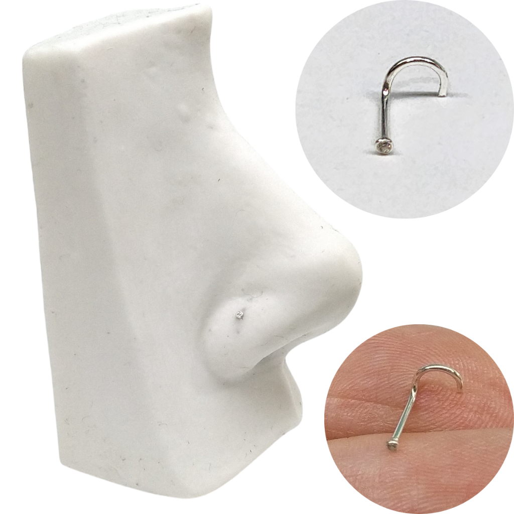 Piercing Nariz Nostril Ponto De Luz Pedra 1mm Prata 925