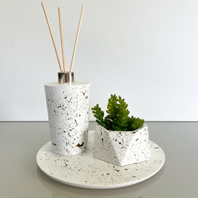 Kit 3 Peças Aromatizador de ambiente + Bandeja + Vaso Decorativo casa e decoração