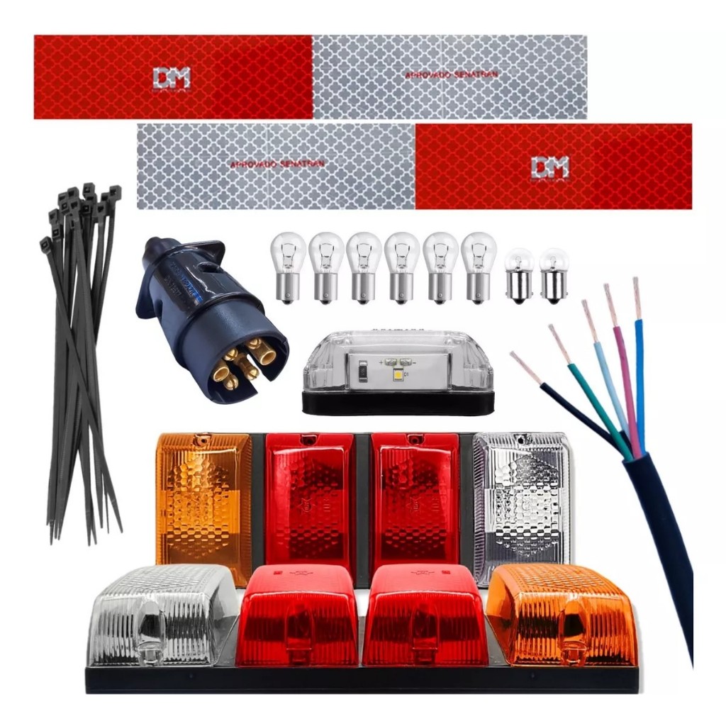 Kit Elétrico Lanterna Carretinha Com Luz De Ré Reboque Sinalizadora Com Fio em Oferta na Shopee