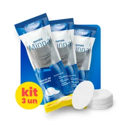 Algodão Minná Discos Pacote com 100 unidades cada kit 3 unidades 300 discos - Algodão de Limpeza Facial