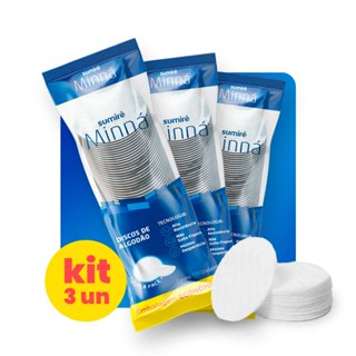 Algodão Minná Discos Pacote com 100 unidades cada kit 3 unidades 300 discos - Algodão de Limpeza Facial em Oferta na Shopee