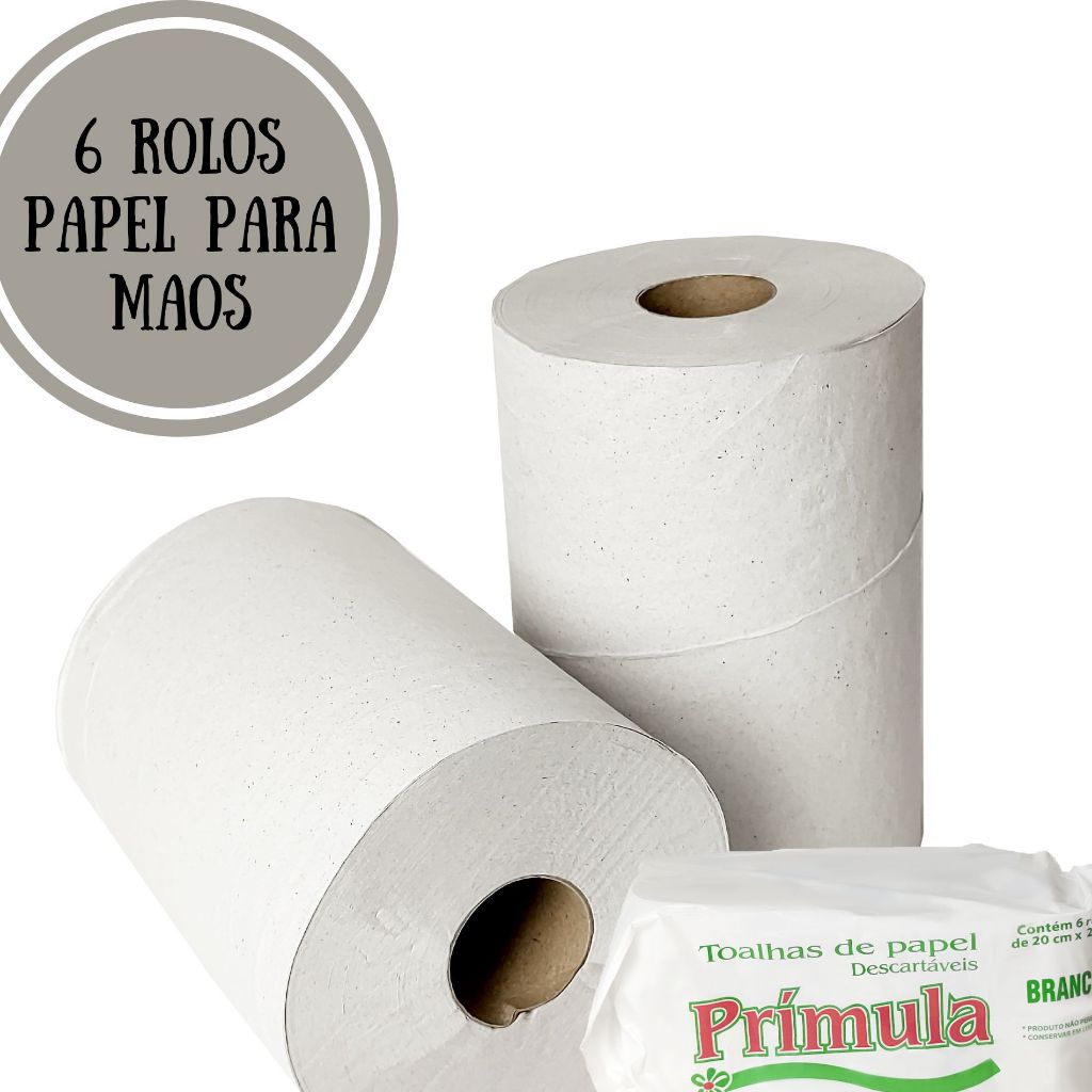 6 UNIDADES ROLO DE PAPEL TOALHA PARA MAOS, BANHEIROS, COZINHAS, 20CM X 200METROS ECONOMICO