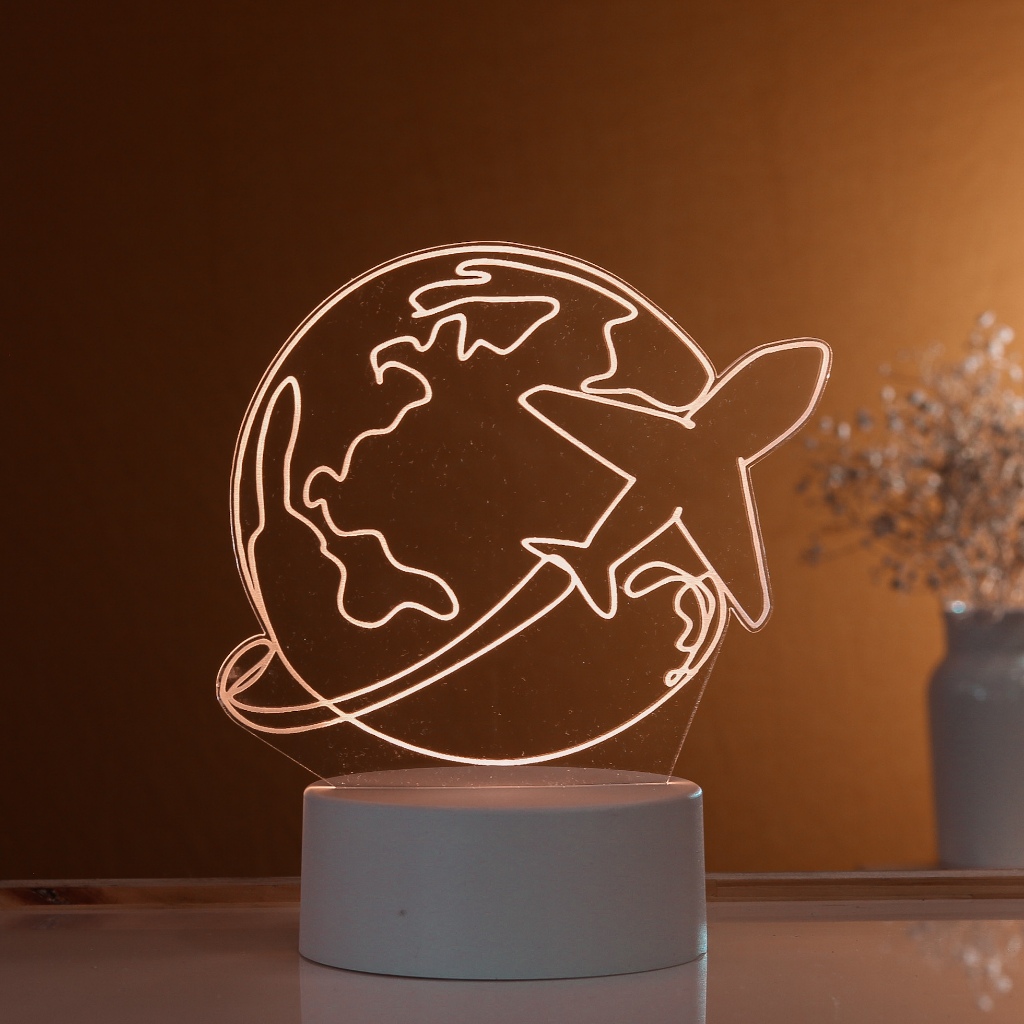 Luminária LED 3D de Mesa / Luz Noturna Presente Criativo / Decoração - Volta ao Mundo, Globo, Avião, Viagem