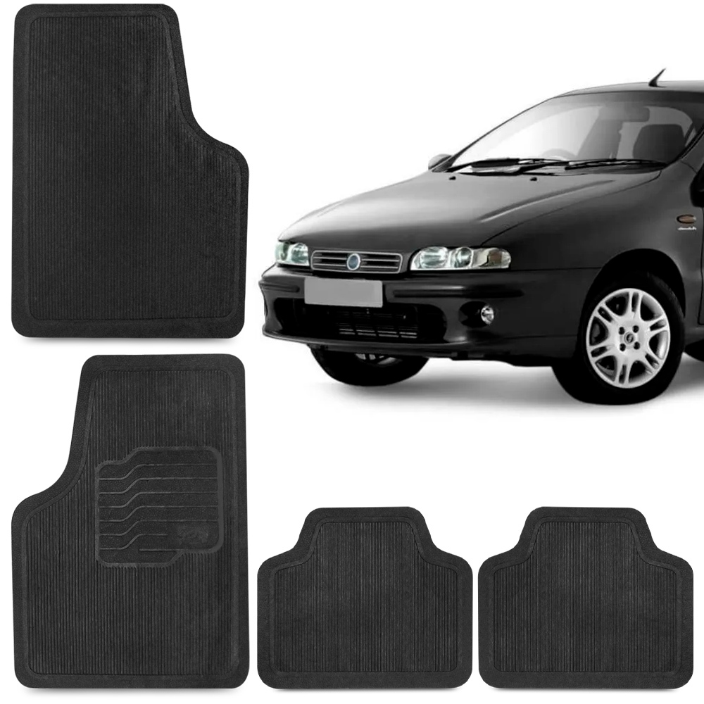 Kit Tapete Brava Doblo Elba Fiat 147 Automotivos 4 Peças Preto Carro Conjunto PVC 100% Reciclável Universal
