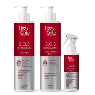 Shampoo Condicionador e Tonico SOS Crescimento Combate a Queda de Cabelo Fortalece os Fios para Crescimento Acelerado Preenche Falhas do Cabelo Aumento o Volume dos Cabelos Hidrata da Brilho e Maciez Lizz ante Professional em Oferta na Shopee