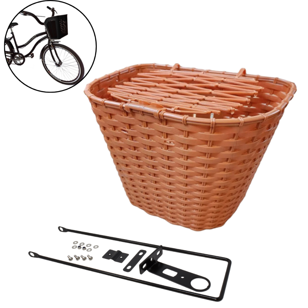 Cesta Cestinha Com Tampa de Plástico para Bicicleta Bike Aro 24 e 26 Grande Marrom Resistente Reforçada em Oferta na Shopee
