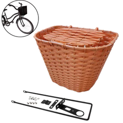 Cesta Cestinha Com Tampa de Plástico para Bicicleta Bike Aro 24 e 26 Grande Marrom Resistente Reforçada