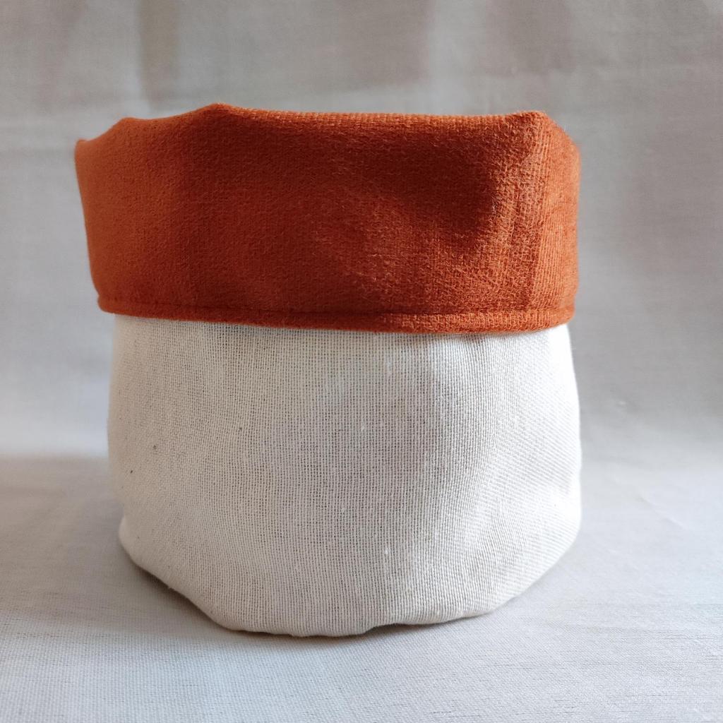 Cachepô Dupla Face Algodão Cru + Suede Colorido (escolha a cor e monte o seu!)