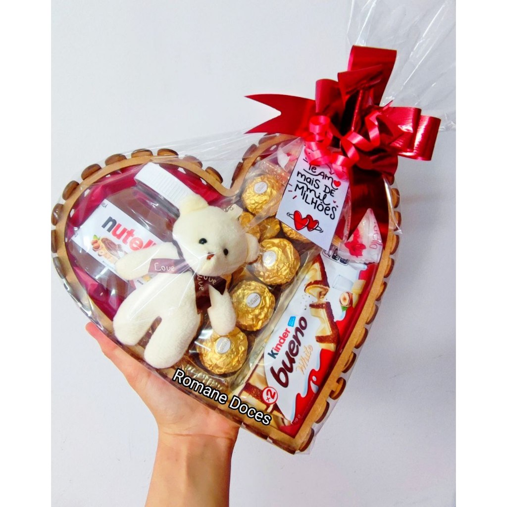 Cesta de Coração Para Presentear Ferrero (Aniversário, Namorados, Amigo, Dia das Mães, Dia dos Pais) em Oferta na Shopee