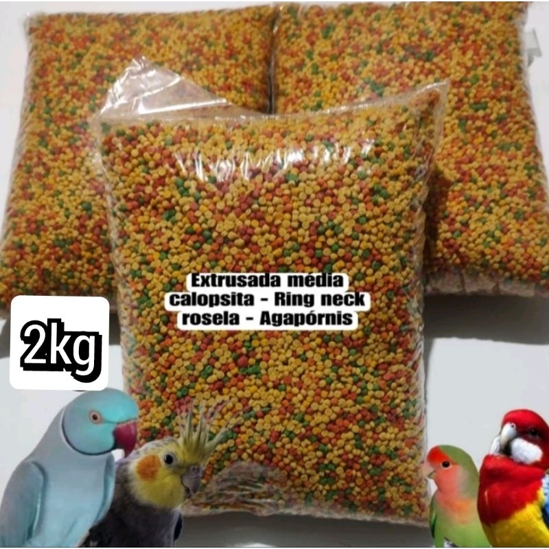 Extrusada média (2kg) para Calopsita - Ring Neck - Rosela - Agapórnis - Caturrita em Oferta na Shopee