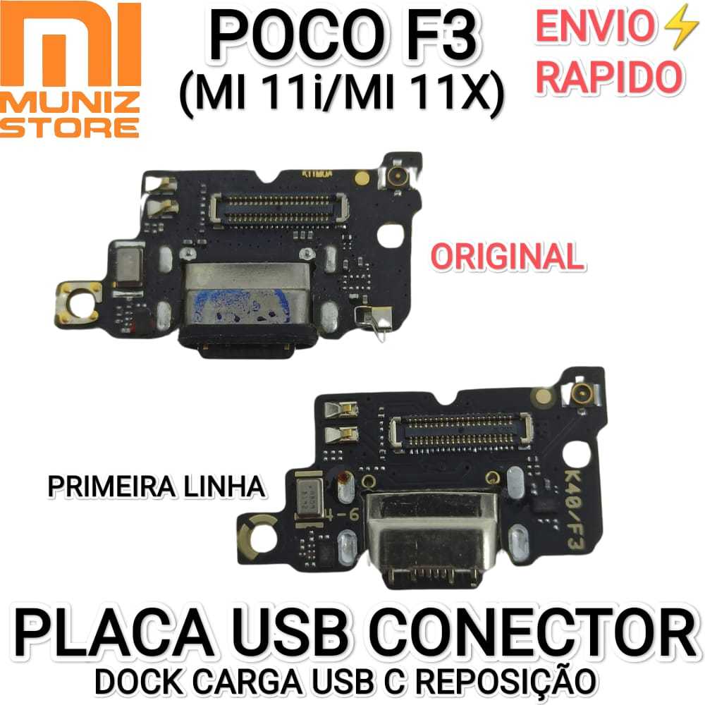 Conector Poco F3/Mi 11i/Xiaomi 11X Xiaomi Placa De Carga USB Tipo C 1° Linha/Original Dock Carga Carregamento Turbo