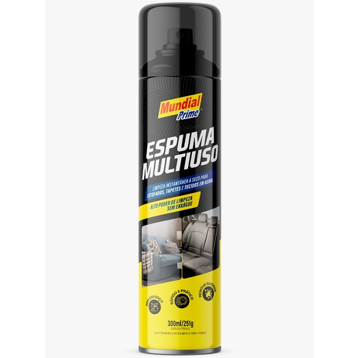 Spray Limpa a Seco Estofados Carro Sofá Mundial Prime Espuma Mágica Multiuso 300ml