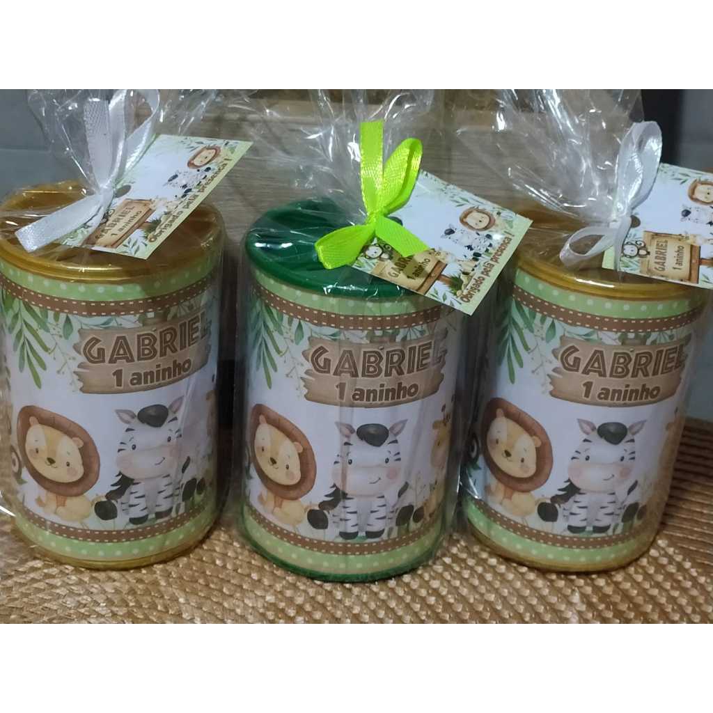 20 Cofres Personalizados SAFARI  Embalados e com Tag Agradecimento