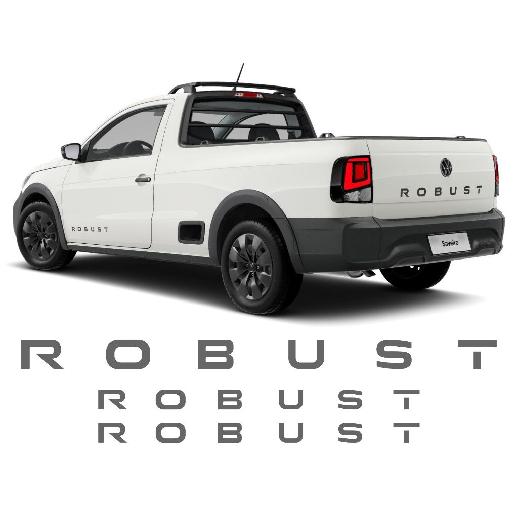 Kit 3 Adesivos VW Saveiro Robust 2024 2025 Emblema Lateral E tampa Traseira