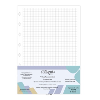 Refil caderno de disco 50 folhas - Quadriculado em Oferta na Shopee