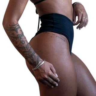 Calcinha hot pants, cintura alta, proteção UV, poliamida, chapa barriga, costura reforçada. em Oferta na Shopee