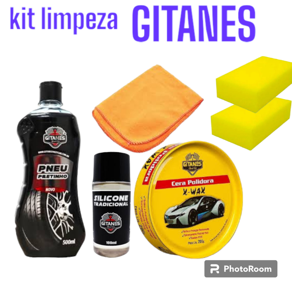KIT LIMPEZA AUTOMOTIVA PRETINHO CERA SILICONE GITANES em Oferta na Shopee