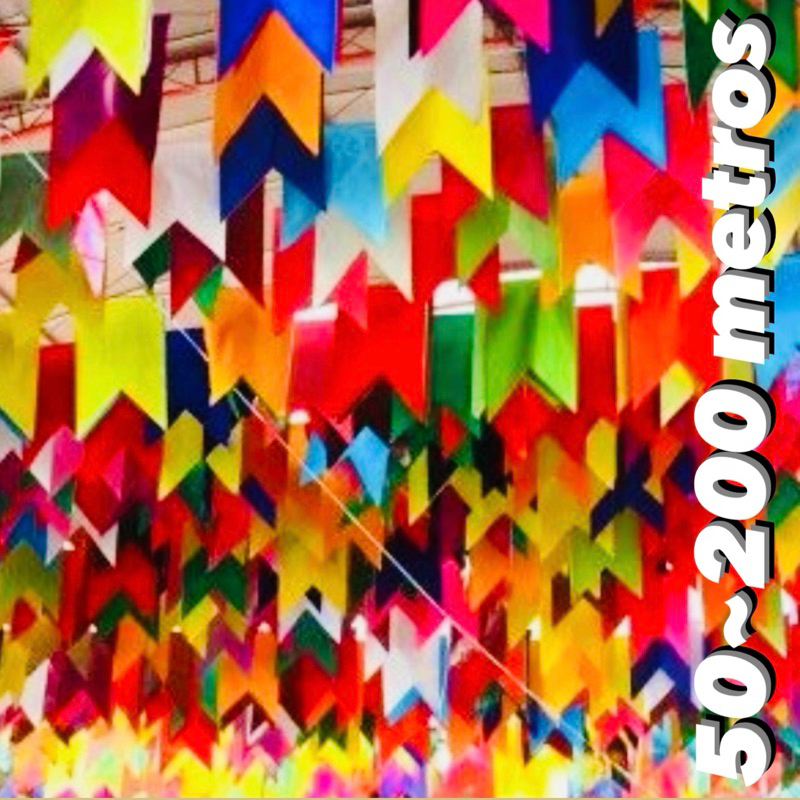 50~200 METROS BANDEIRINHA FESTA JUNINA DE SEDA BANDEIROLA COLORIDA OFF// em Oferta na Shopee