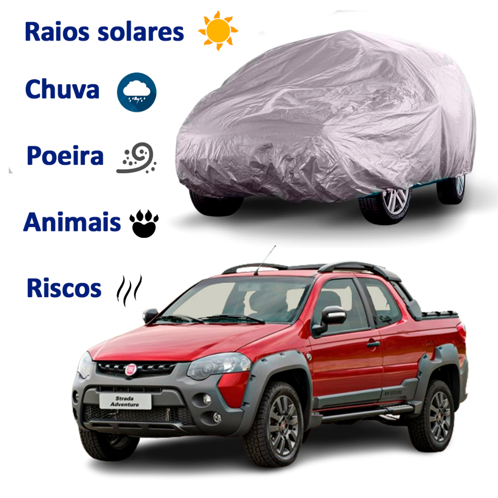 Capa de Cobrir Carro Fiat Strada Adventure Impermeável Proteção Total 100% Sol, chuva, riscos.