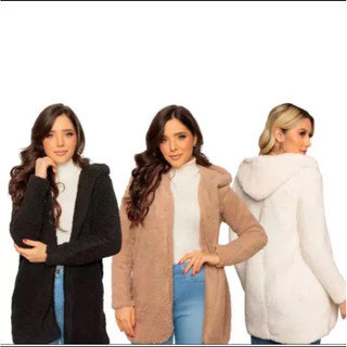 Casaco Teddy alongado com Capuz Aconchegante – Seu Aliado de Estilo no Inverno