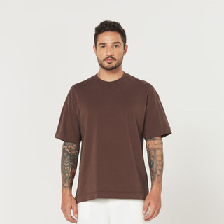 Camiseta Heavy Oversized Streetwear Marrom Café em Oferta na Shopee