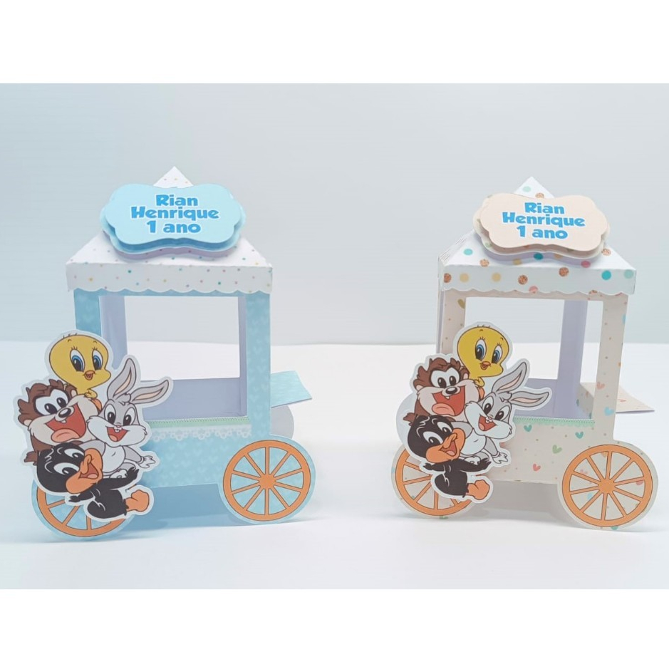 Caixinha de carrinho festa Looney Tunes Baby em Oferta na Shopee