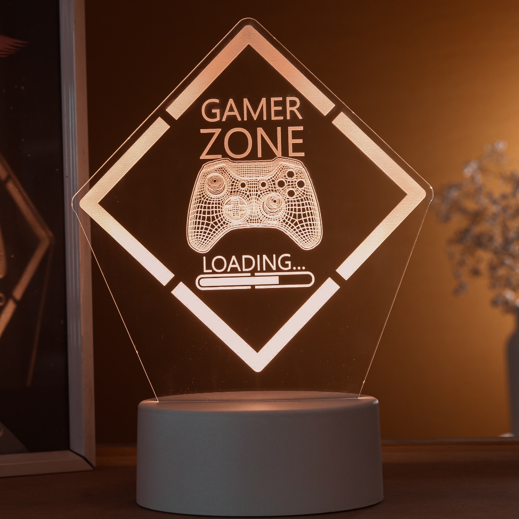 Luminária LED 3D de Mesa / Luz Noturna Presente Criativo / Decoração - gamer zone, manete, controle