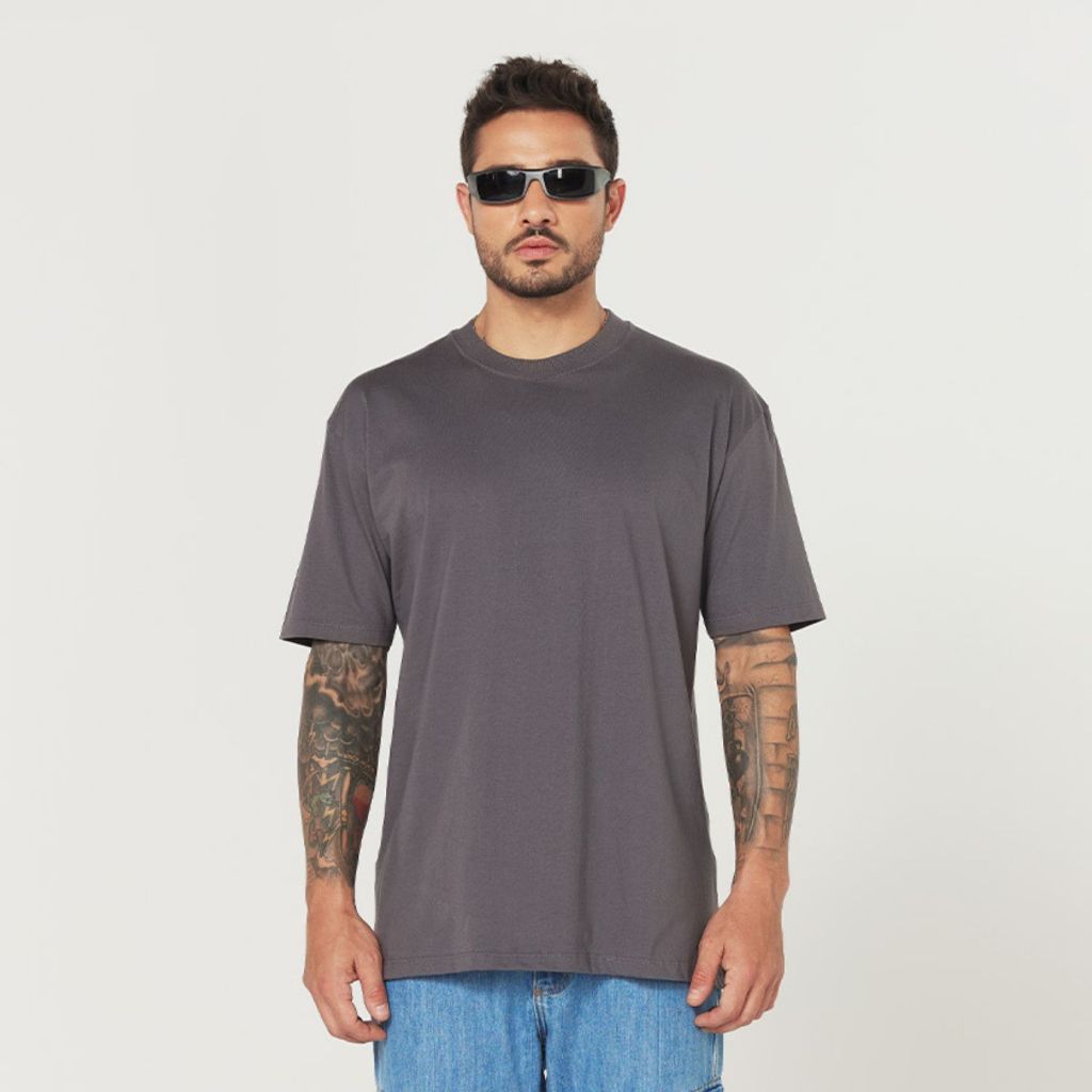 Camiseta Streetwear Básica Oversized Chumbo - Men Clothes